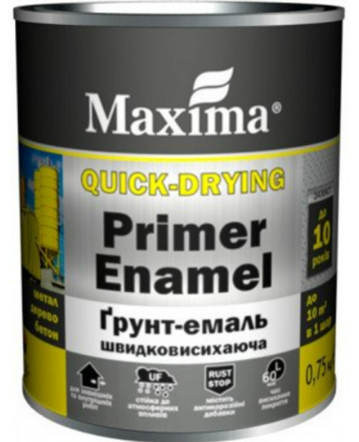 Ґрунт-емаль MAXIMA швидковисихаюча чорний глянець, 0,75 кг